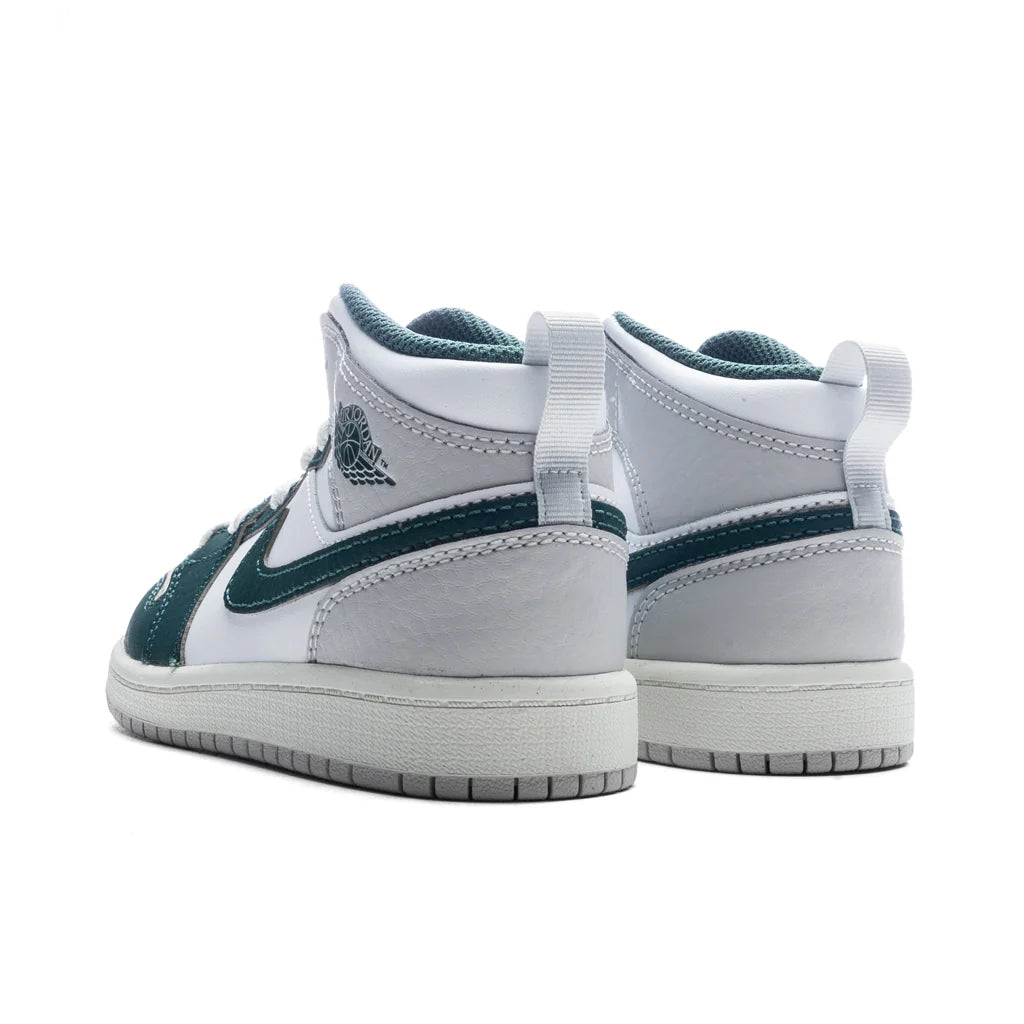Jordan 1 Mid SE PS White Oxidized Green Sail Neutral Grey
