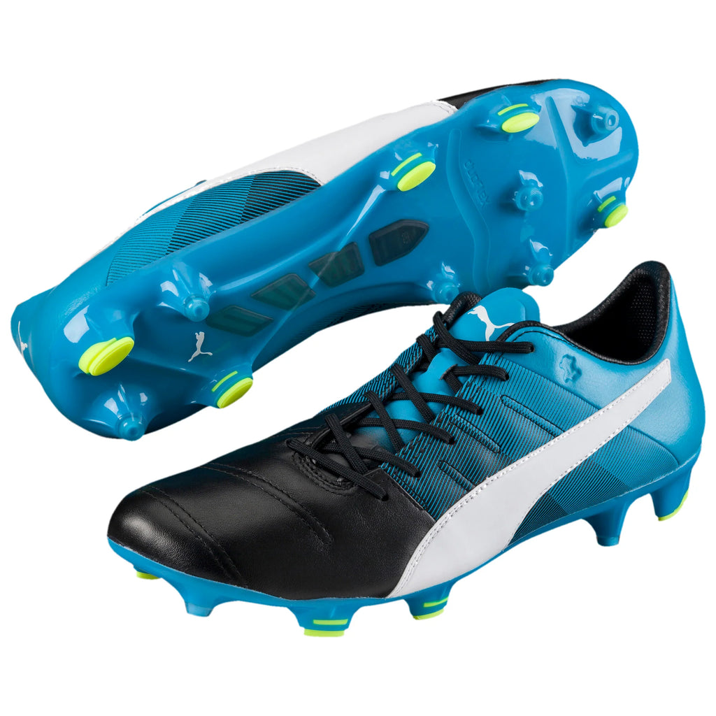 PUMA Evopower 13 LT FG Firm Ground Soccer Cleats Black White Atomic Blue