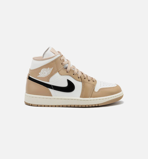 Air Jordan 1 Mid Desert Womens Lifestyle Shoe Sail Desert Black