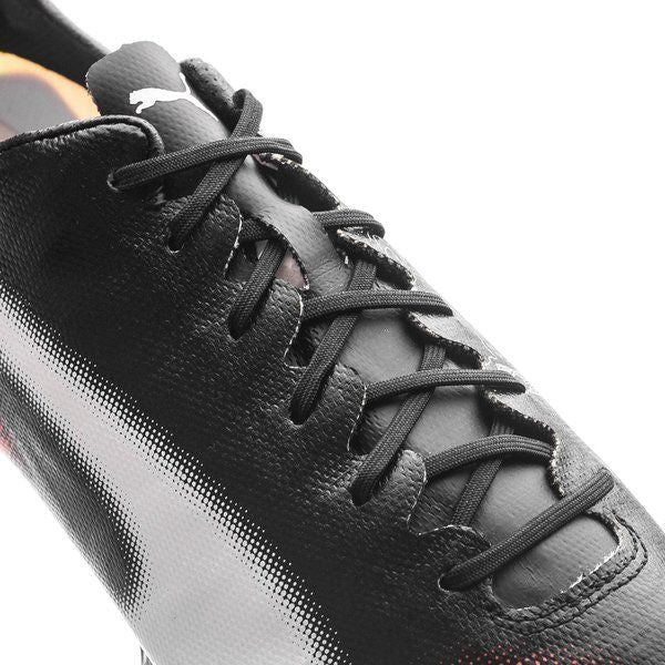 PUMA Evospeed SL II Graphic FG Firm Ground Soccer Cleats Black White Safety Yellow Orange