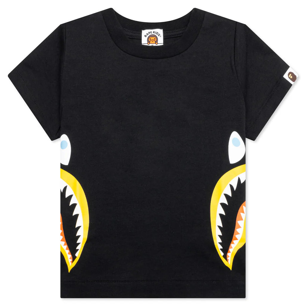 Kids Colors Side Shark Tee Black