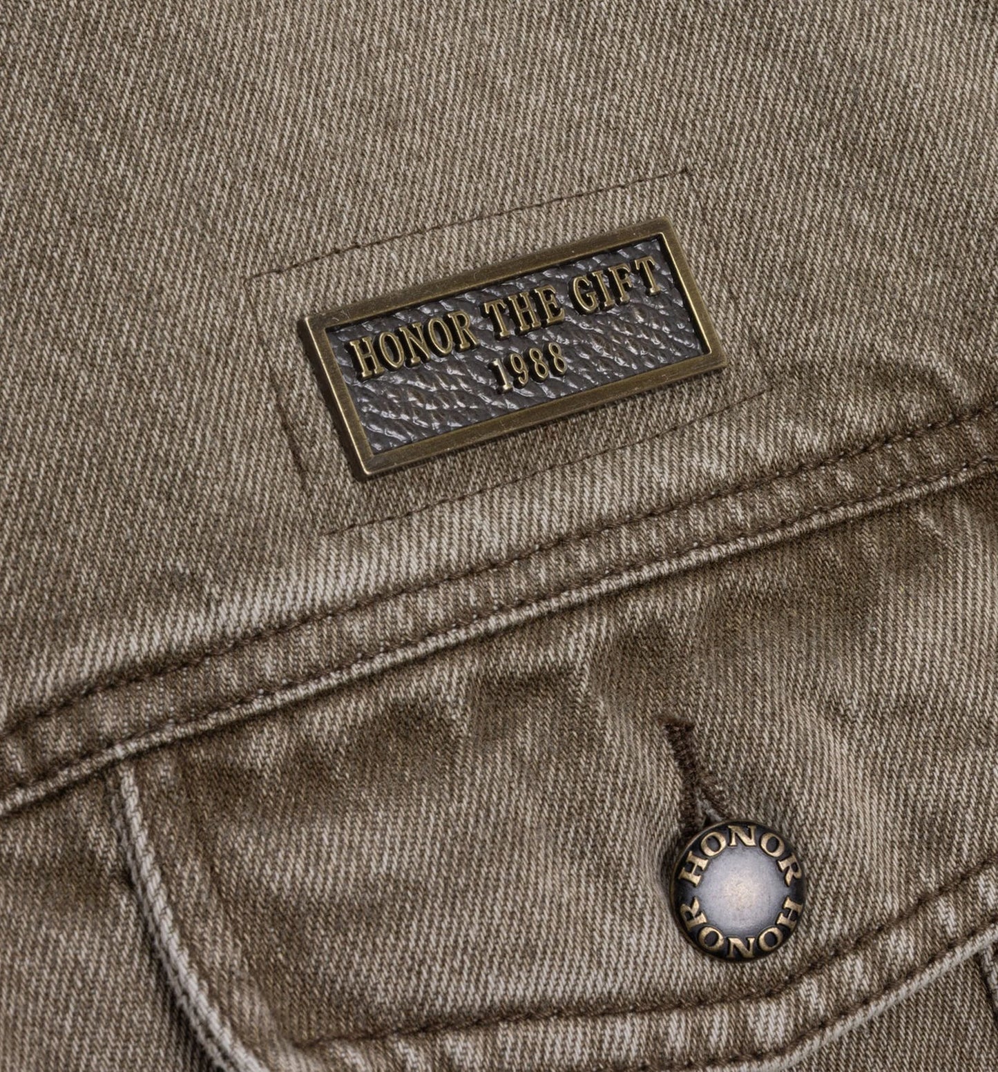 Washed Twill Trucker Mens Jacket Taupe