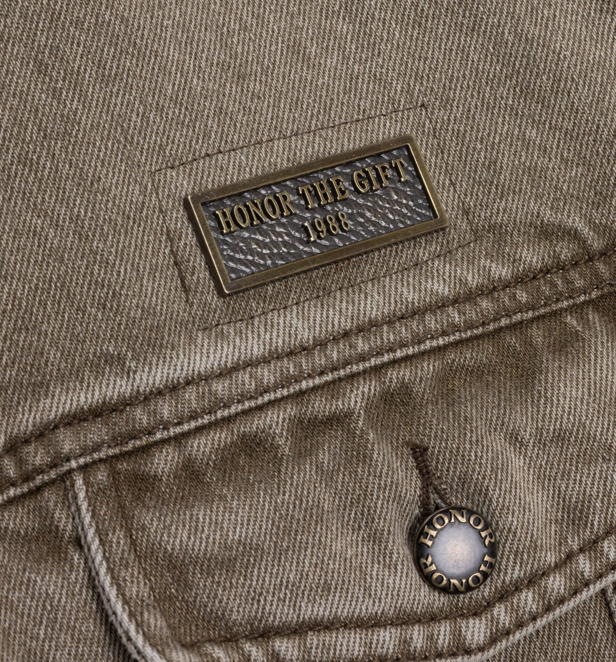 Washed Twill Trucker Mens Jacket Taupe