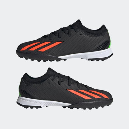 adidas Kids X Speed Portal 3 TF J Turf Football Boots Black Red