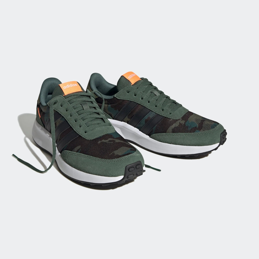 adidas Run 70s Lifestyle Running Shoes Green Oxide Black Screaming Orange