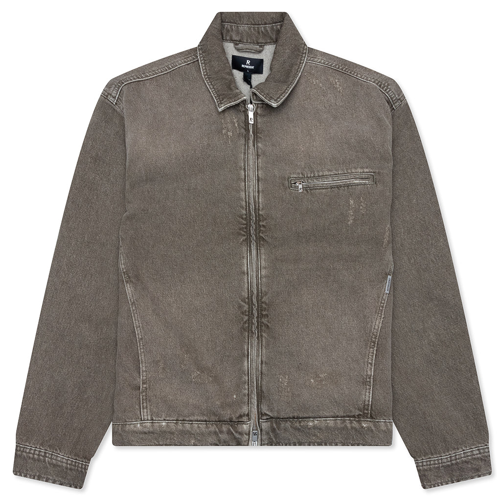 Collared Denim Jacket Washed Olive