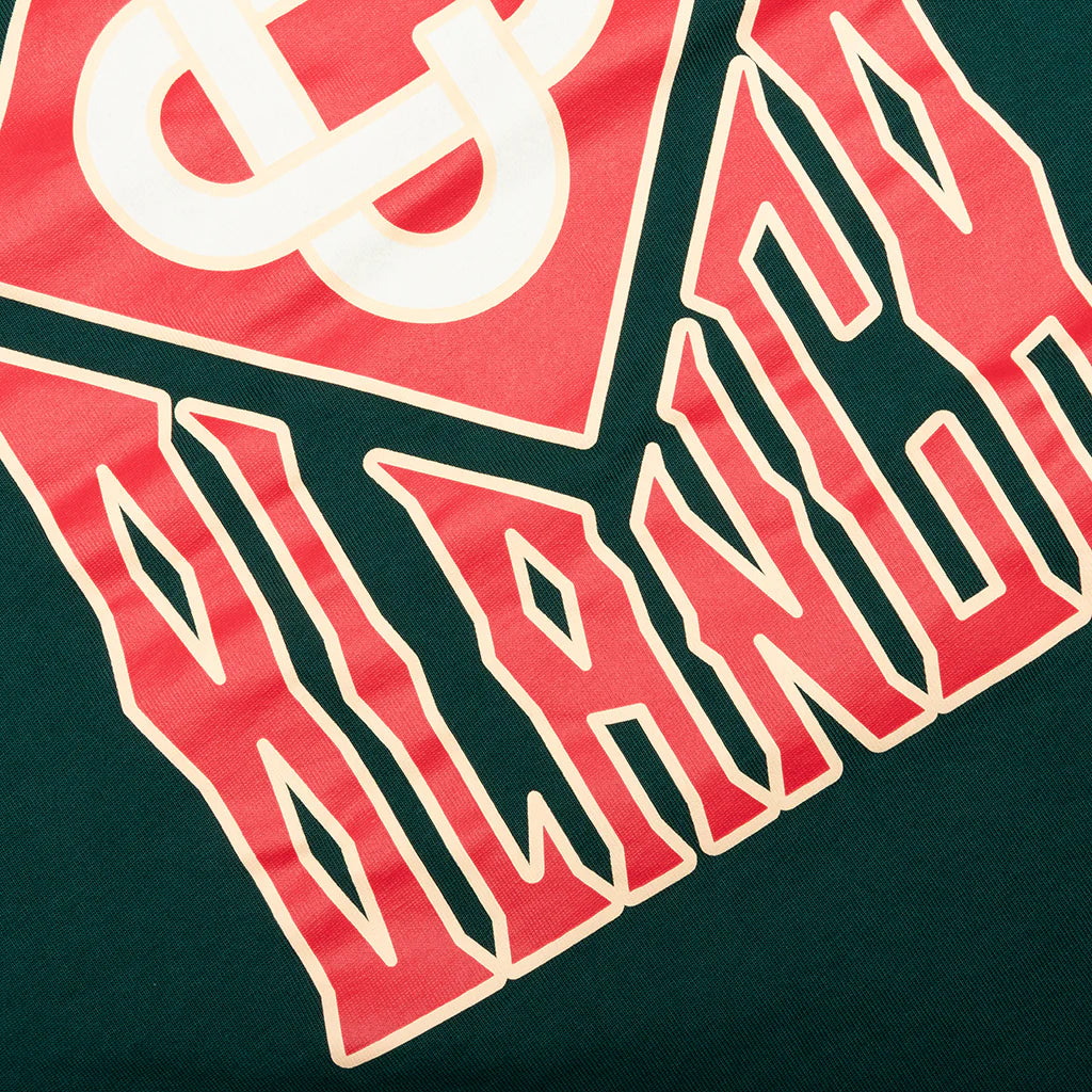 Gothic Stacked Logo Screen Printed T Shirt Green