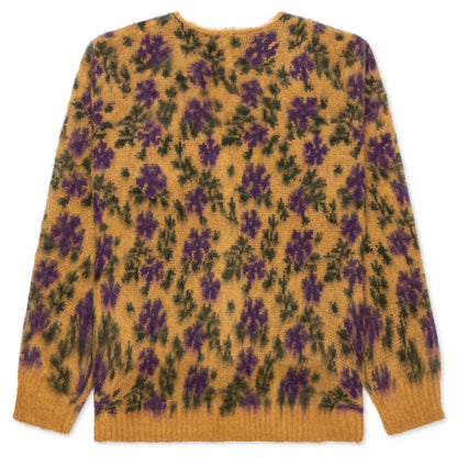 Mohair Cardigan Flower Yellow