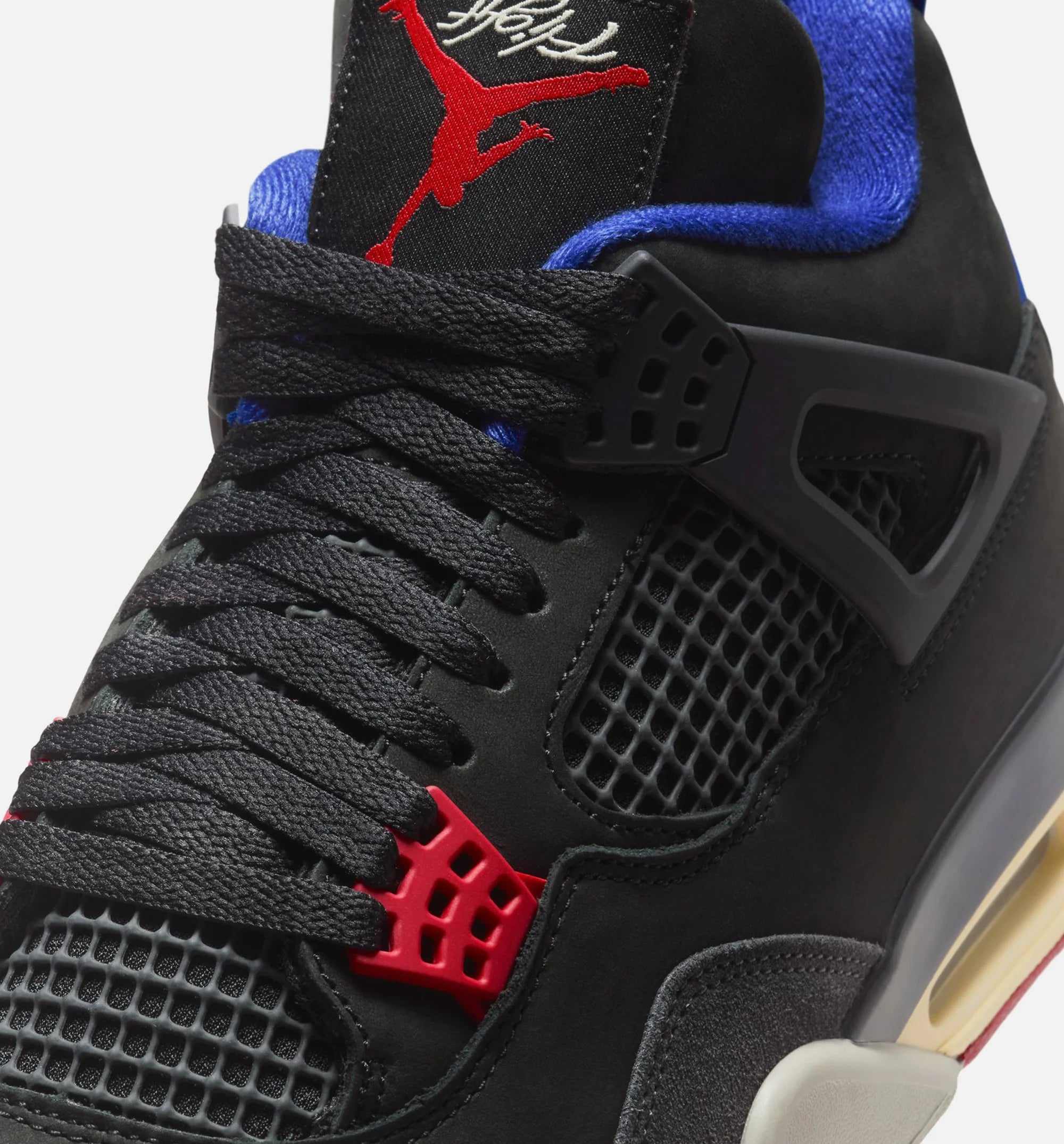 Air Jordan 4 Retro Rare Air Mens Lifestyle Shoe Black Fire Red Deep Royal Blue