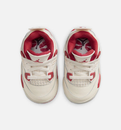 Air Jordan 4 Retro Valentines Day Infant Toddler Lifestyle Shoe Pale Ivory Sierra Red Tough Red