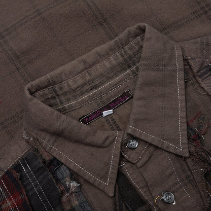 Over Dyed Ribbon Shirt Brown