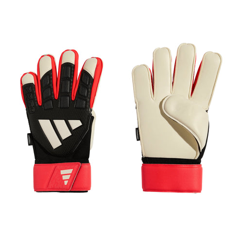 adidas Predator Match Fingersave Goalkeeper Soccer Gloves Black Red White