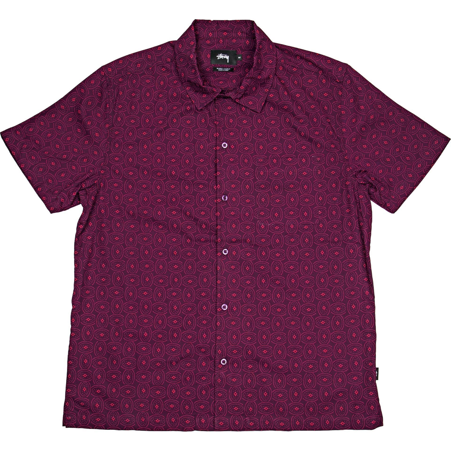 Circle Paisley Shirt Mens Burgundy