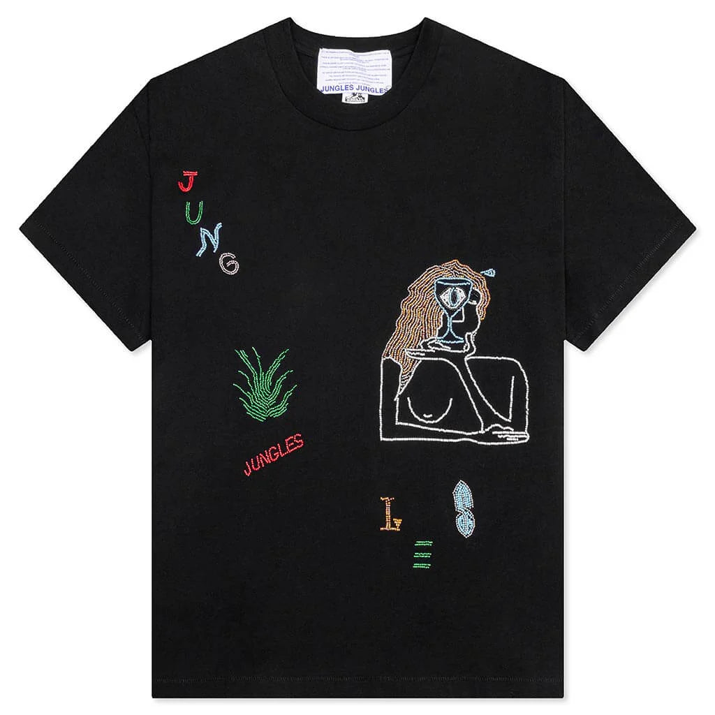 Slow Down Beaded Tee Black