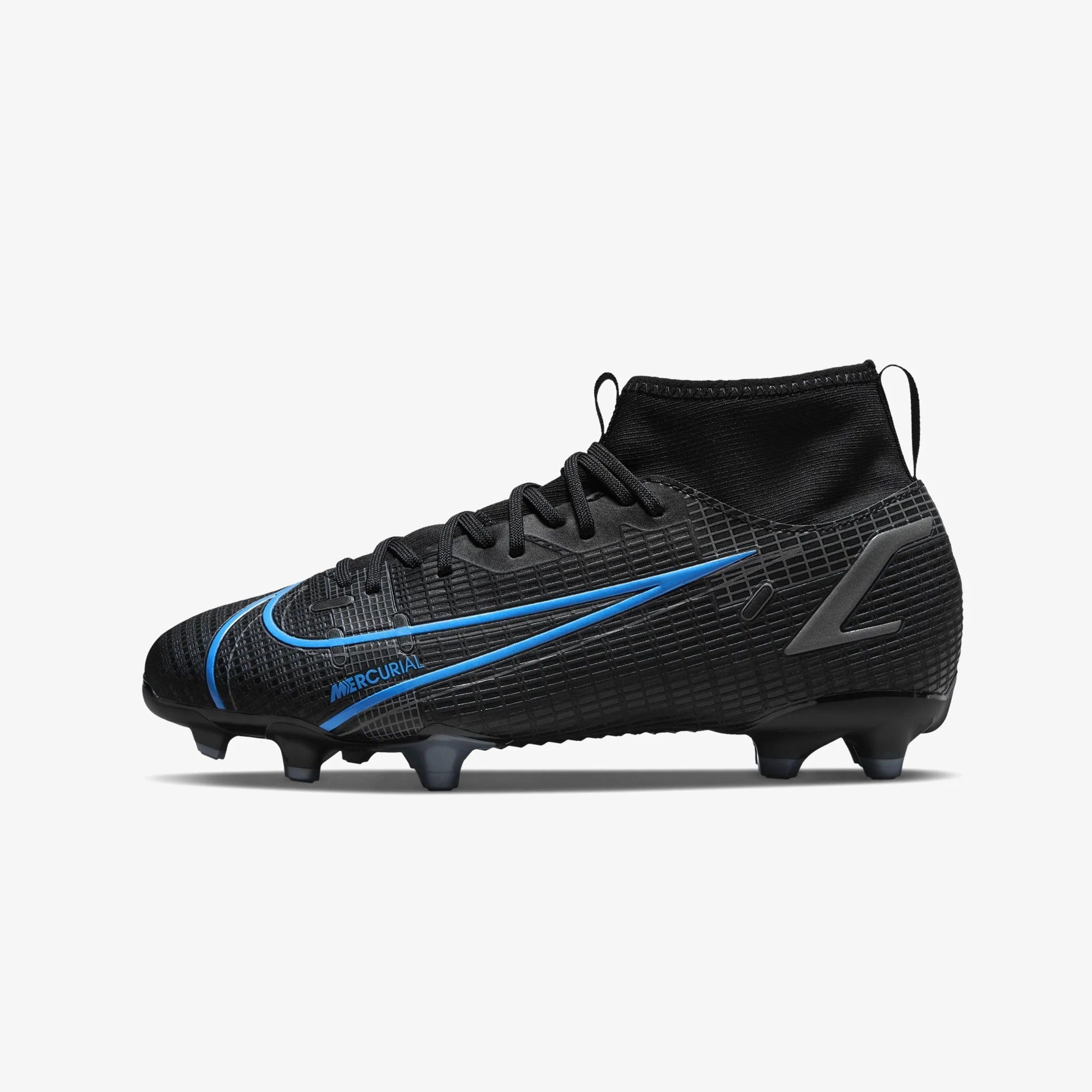 Nike JR Mercurial Superfly 8 Academy Firm Ground Soccer Cleats Black Iron Grey