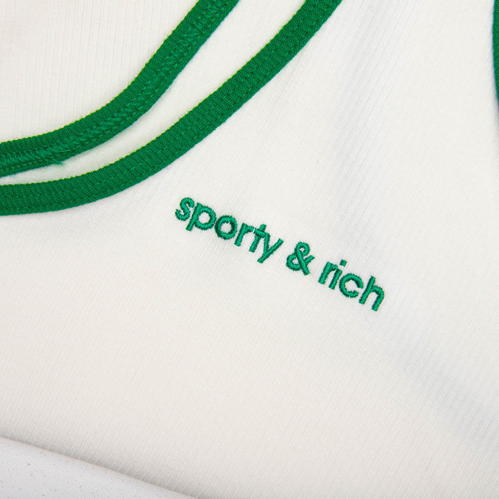 Womens Adidas x Sporty Rich Tank Top Off White Green