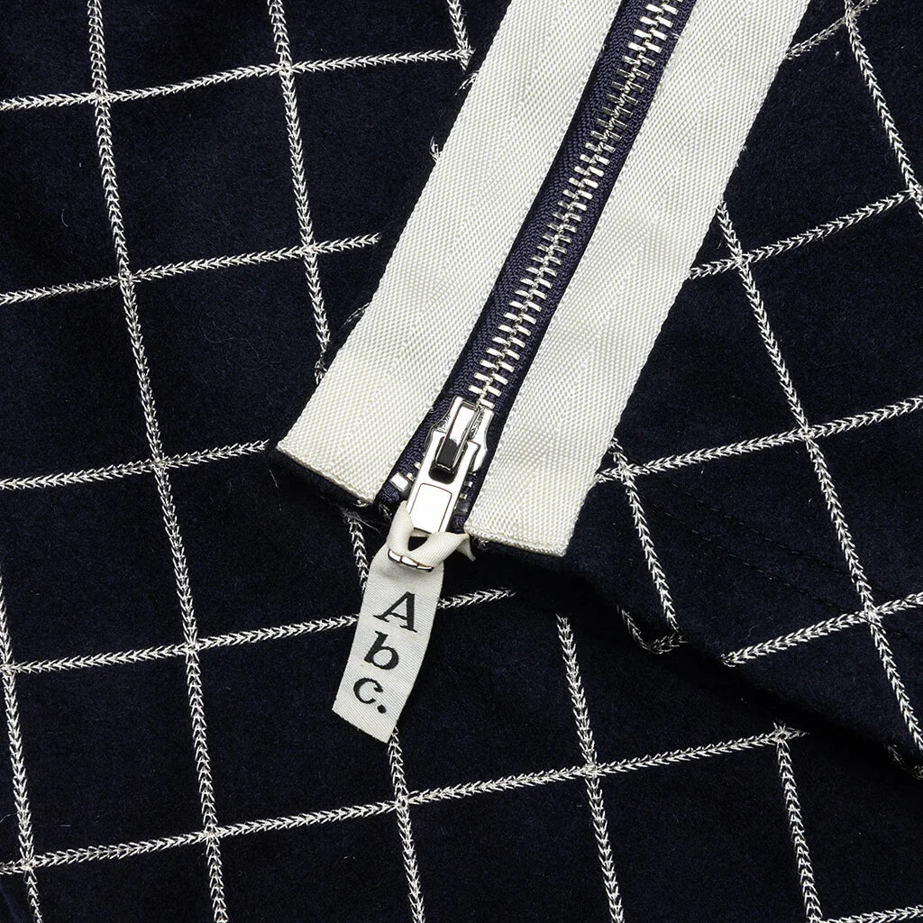 Abc Diamond Chain Stitch Quilted Wool Zipper Breakaway Pants Navy