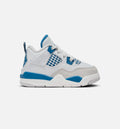 Air Jordan 4 Retro Military Blue Infant Toddler Lifestyle Shoe Off White Military Blue Neutral Grey