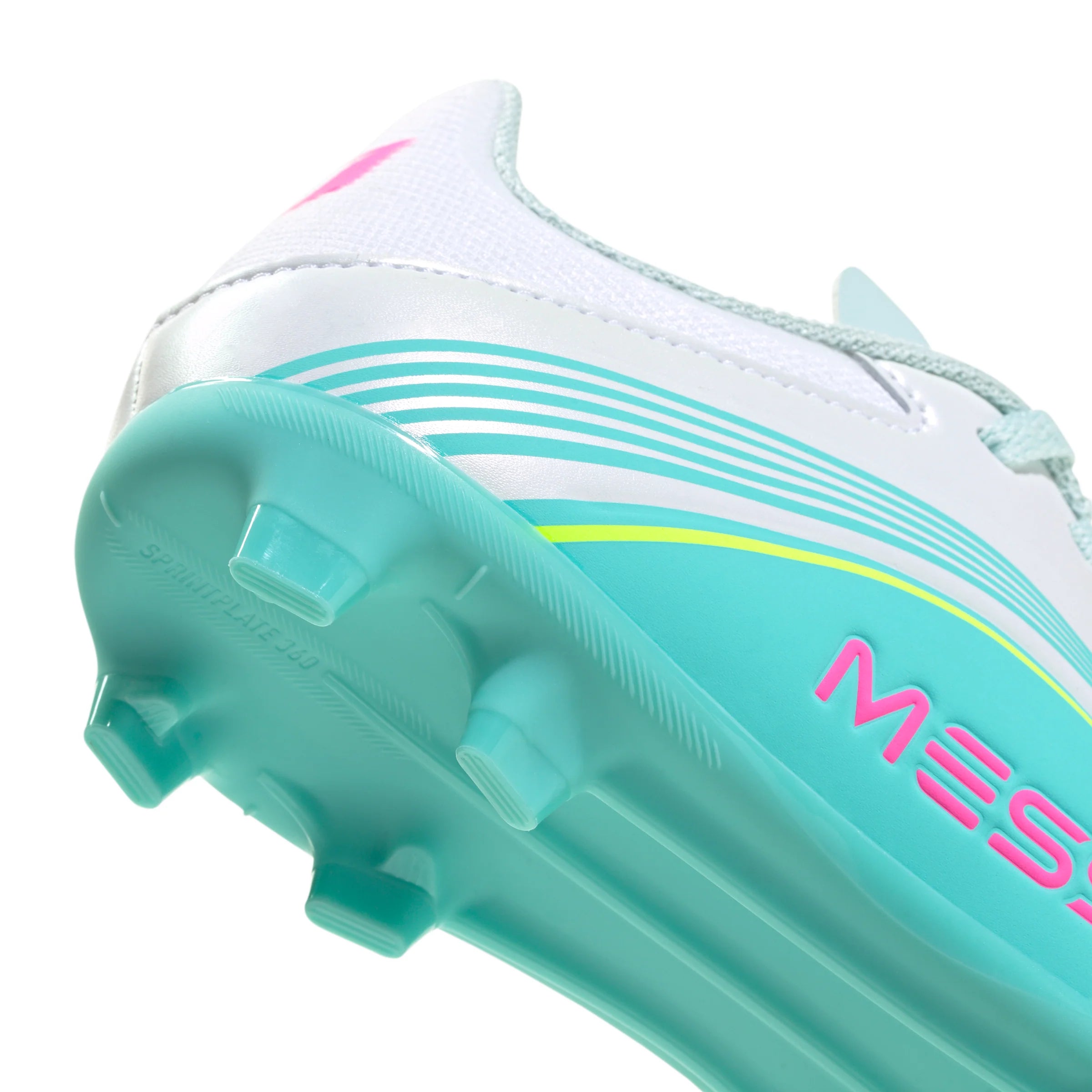 adidas F50 Messi League FG MG Firm Ground Multi Ground Youth Soccer Cleats White Pink Aqua