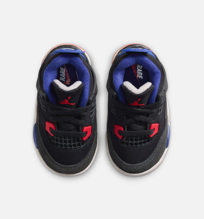 Air Jordan 4 Retro Rare Air Infant Toddler Lifestyle Shoe Black Fire Red Deep Royal Blue