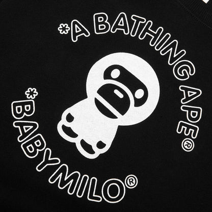 Kids Baby Milo Line Tape Relaxed Fit Crewneck Sweatshirt Black
