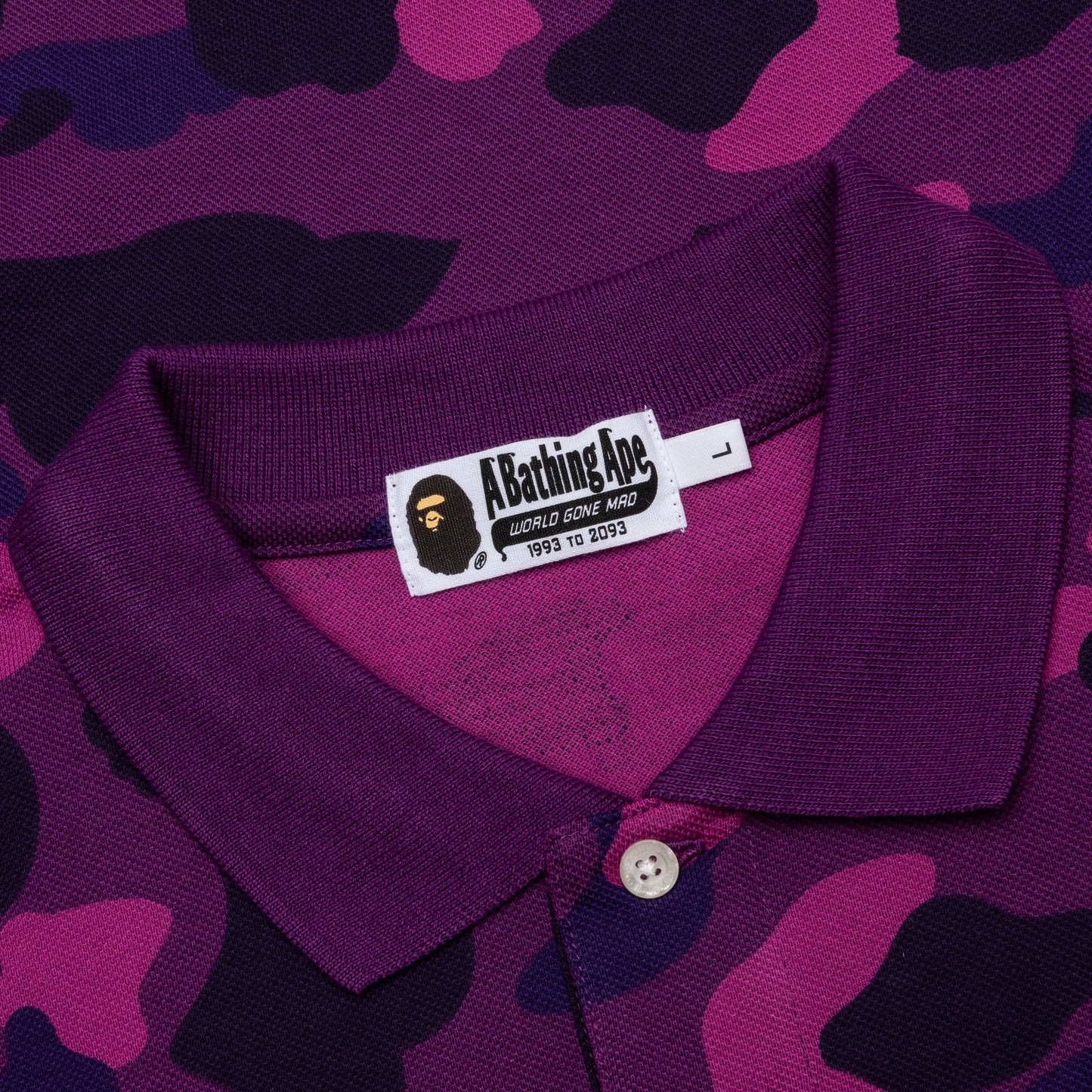 Color Camo Large Ape Head Relaxed Fit Polo Shirt Purple