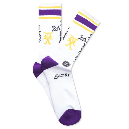 Saint Sinner Socks White Purple