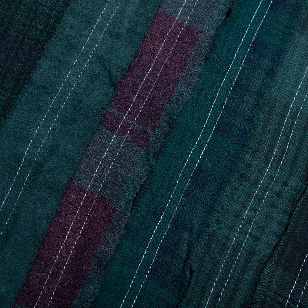 Ribbon Over Dye Flannel Shirt Dark Green