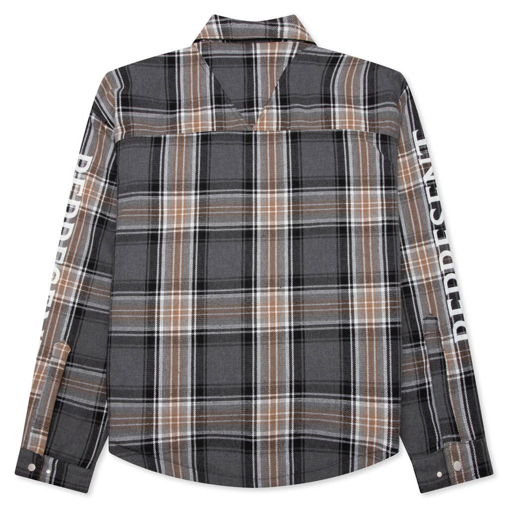 Quilted Flannel Shirt Grey Check