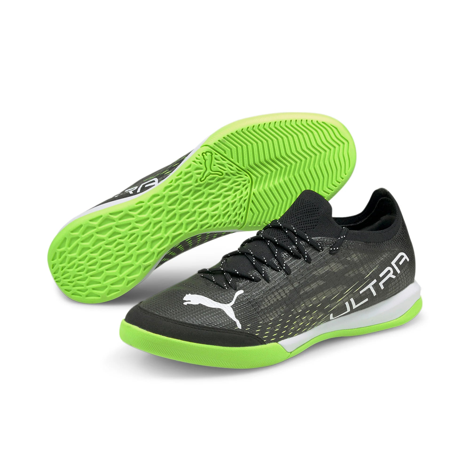 PUMA Ultra 13 Pro Court IT Indoor Soccer Shoes Black White Green Glare