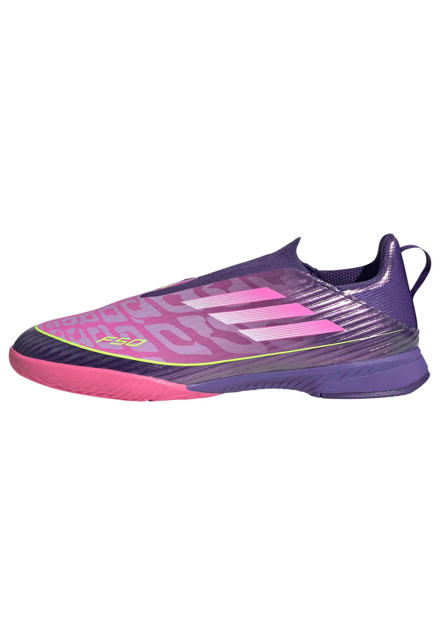 adidas F50 LEAGUE Laceless IN Youth Soccer Shoes Purple White Lemon