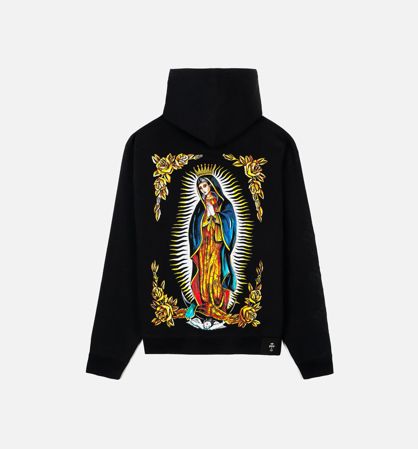 Gold Rose Guadalupe Pullover Mens Hoodie Black Gold