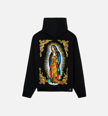 Gold Rose Guadalupe Pullover Mens Hoodie Black Gold