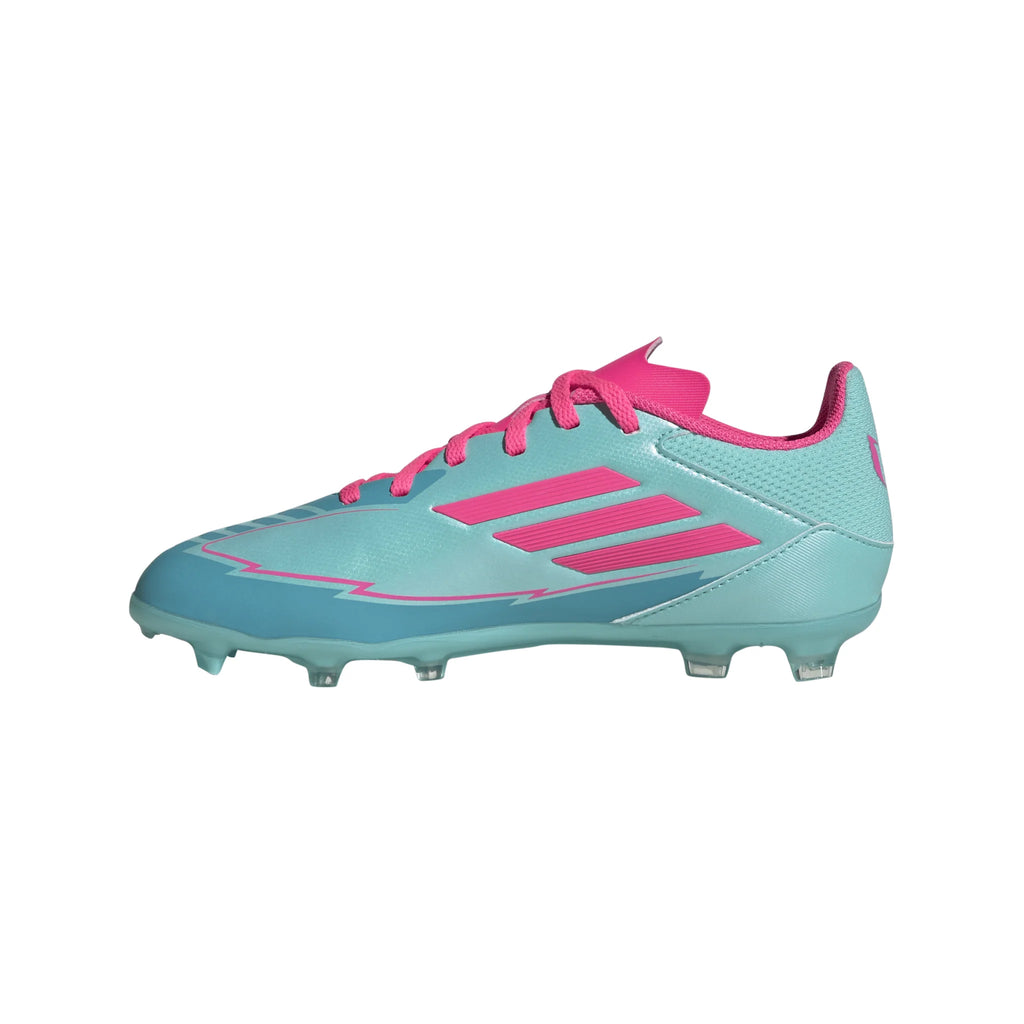 adidas F50 League Messi Firm Multi Ground Boots Junior Flash Aqua Lucid Pink Lucid Cyan