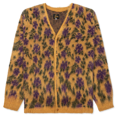 Mohair Cardigan Flower Yellow