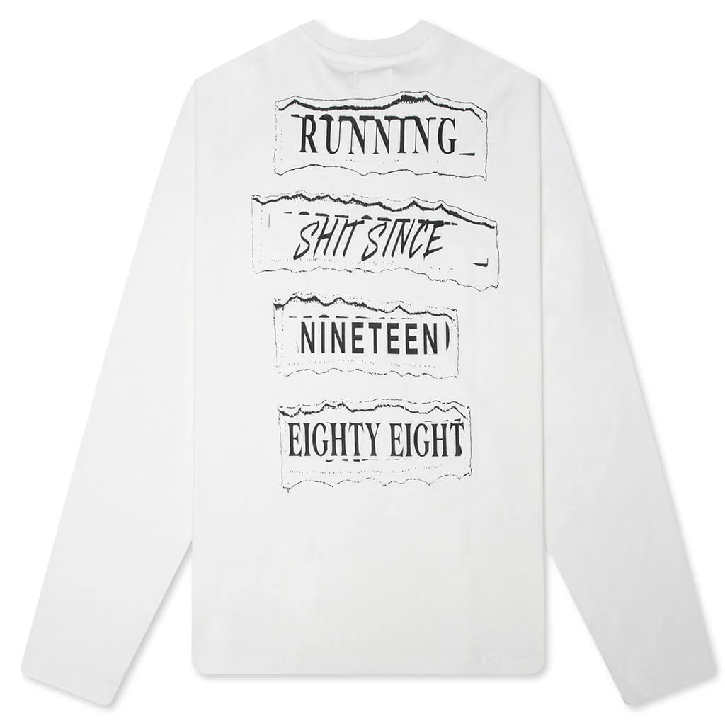 Running Shit L S Tee White