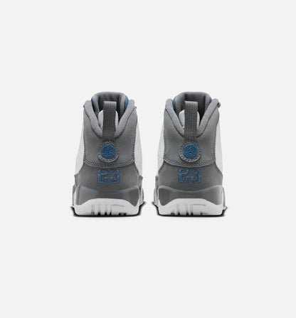 Air Jordan 9 Retro Flint Grey and French Blue Preschool Lifestyle Shoe White French Blue Flint Grey