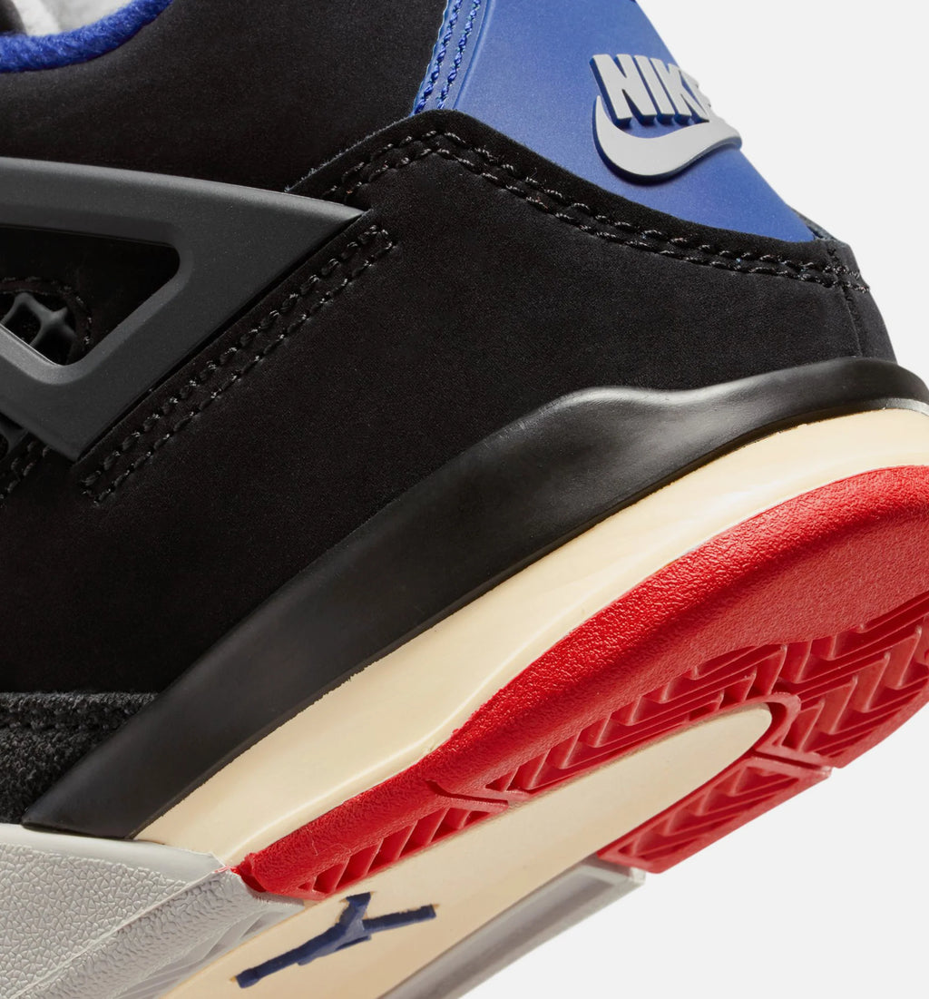 Air Jordan 4 Retro Rare Air Preschool Lifestyle Shoe Black Fire Red Deep Royal Blue