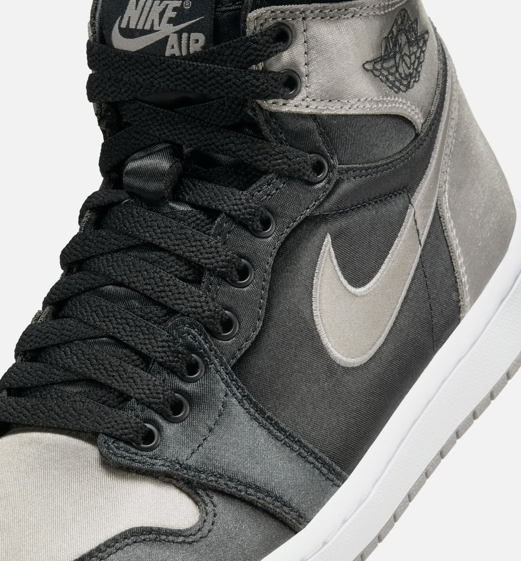 Air Jordan 1 Retro High OG Satin Shadow Womens Lifestyle Shoe Black Medium Grey White