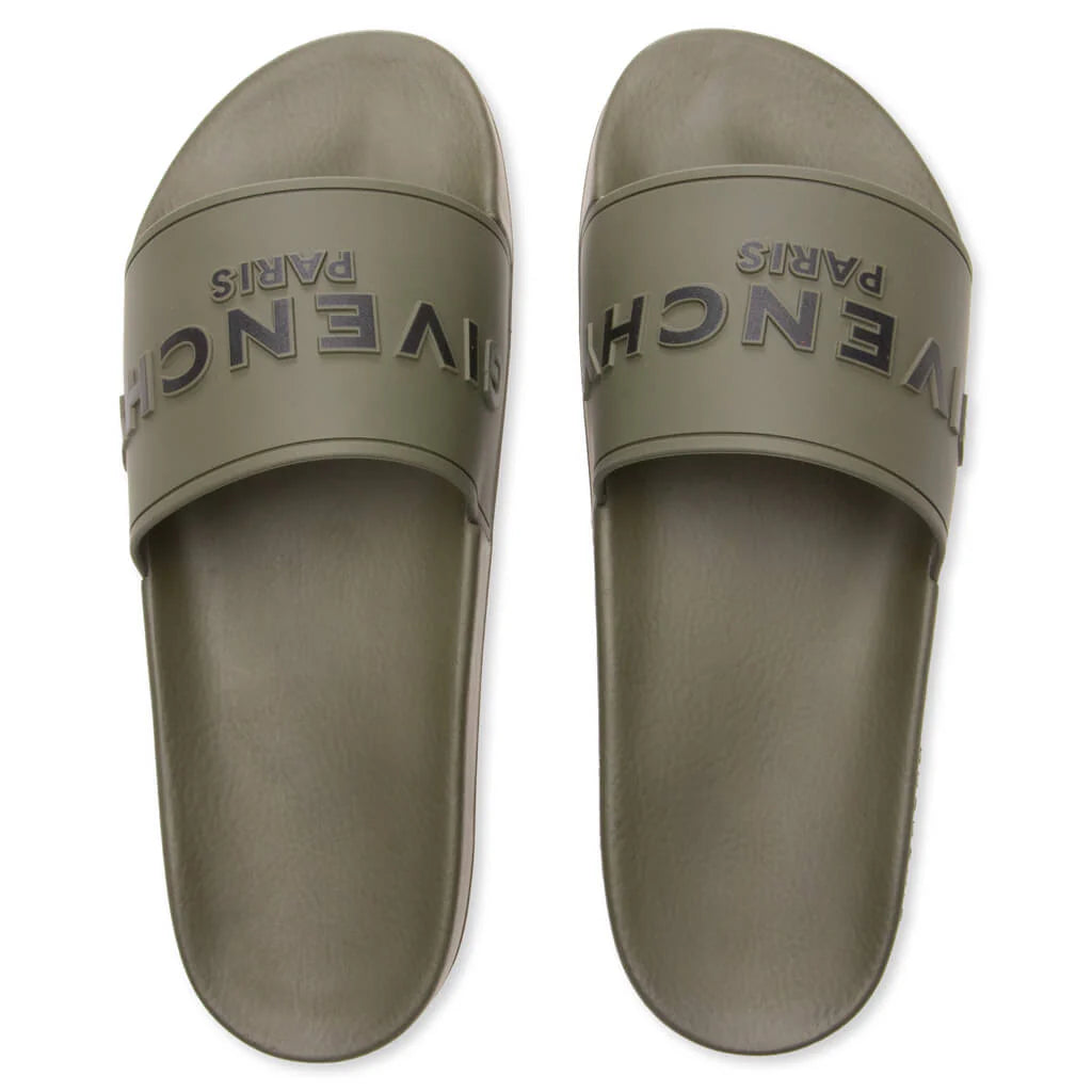 Slide Flat Sandals Khaki