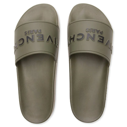 Slide Flat Sandals Khaki