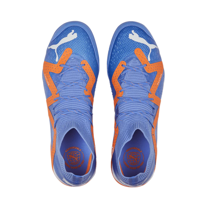 PUMA Future Match IT Indoor Soccer Shoes Blue Glimmer White Ultra Orange