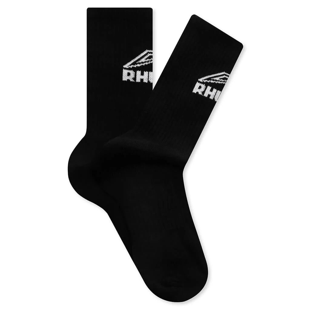 Footy Logo Sock Black White