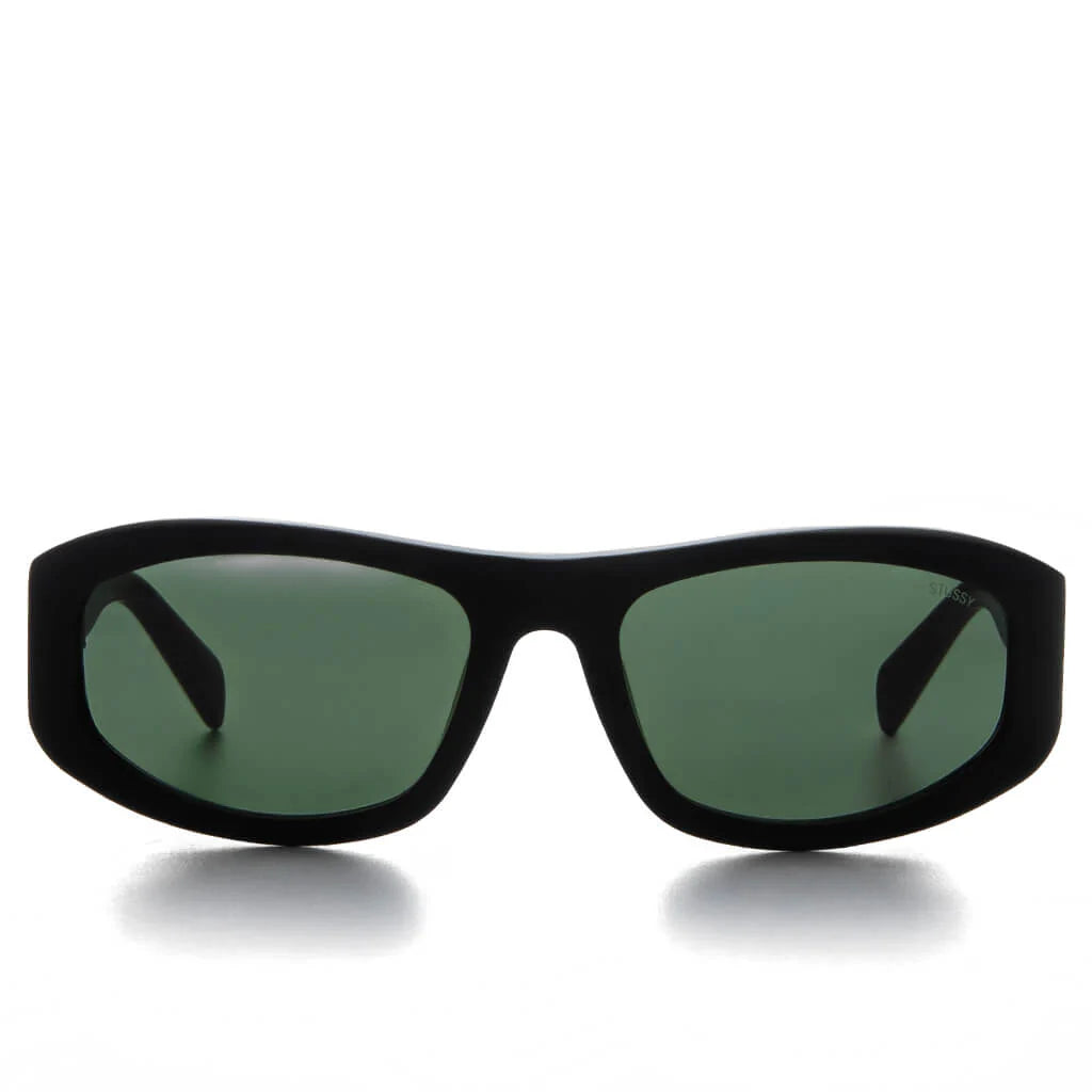 Landon Sunglasses Matte Black Green Lens