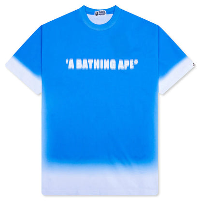 Spray Print Bathing Ape Logo Relaxed Fit Tee Blue