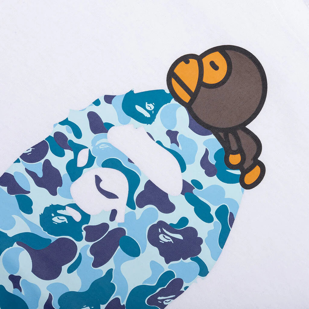 Kids ABC Camo Milo on Big Ape Tee White Black