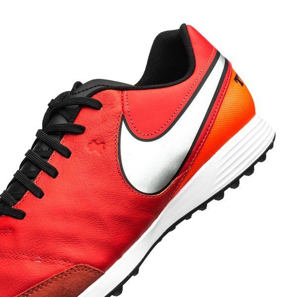 Nike Tiempo Genio Leather II TF Turf Soccer Cleats Light Crimson Metallic Silver