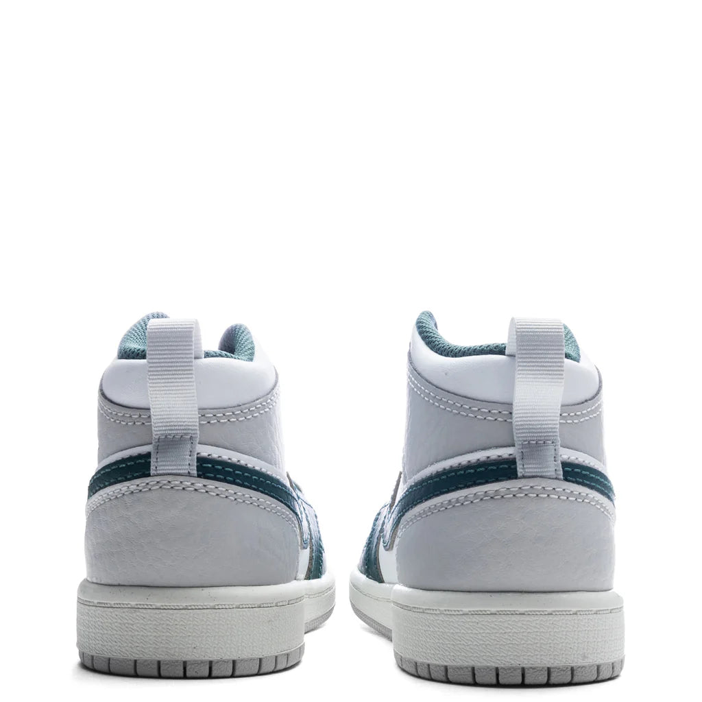 Jordan 1 Mid SE PS White Oxidized Green Sail Neutral Grey