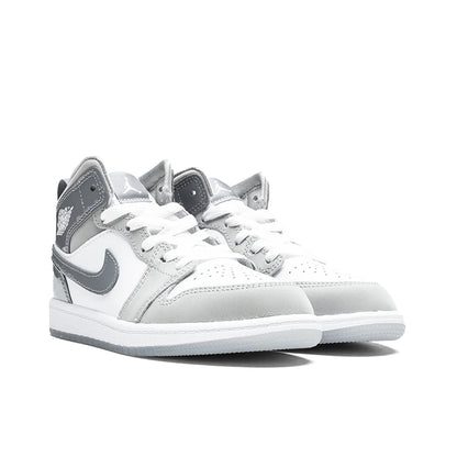 Air Jordan 1 Mid SE PS White Cool Grey Medium Grey