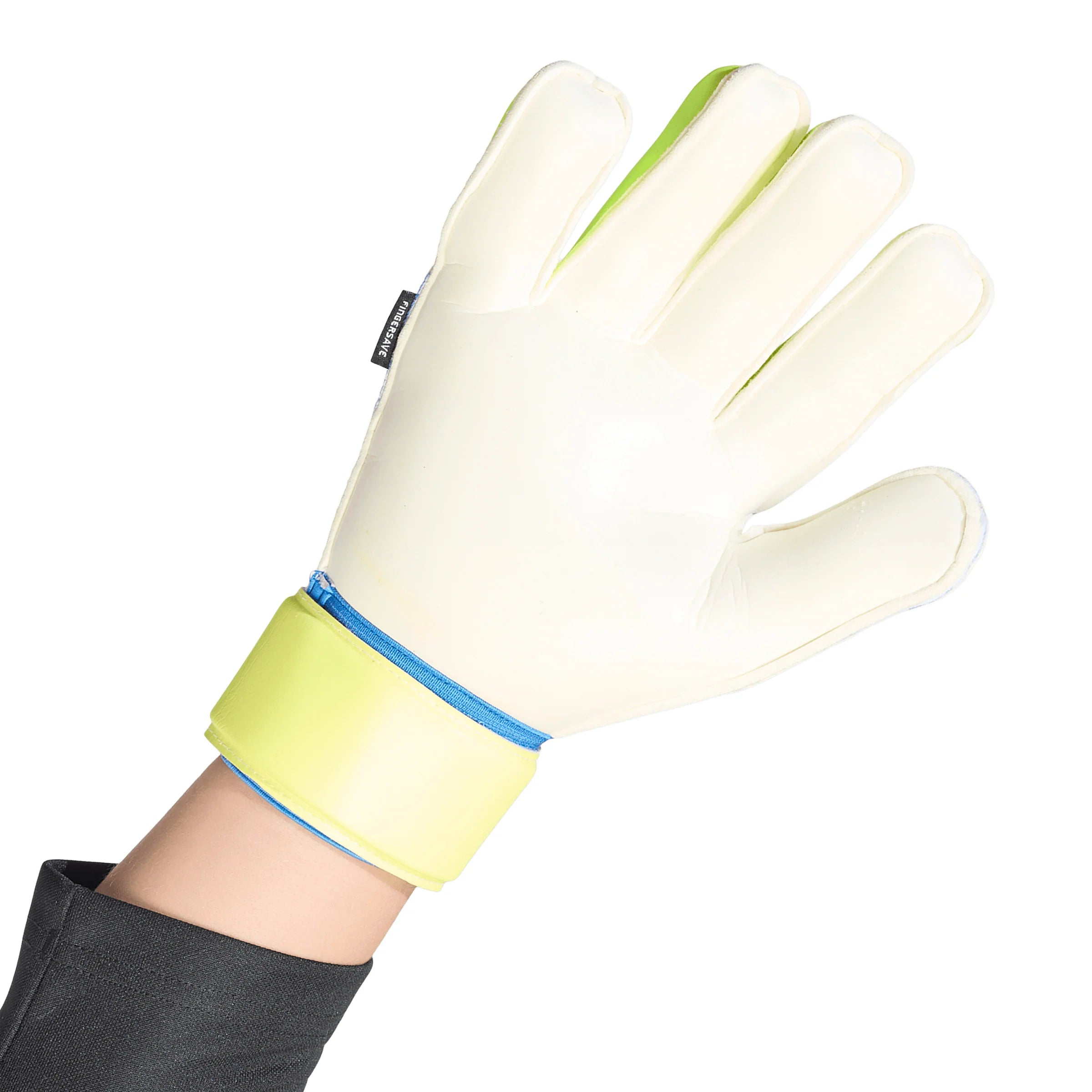 adidas Predator Match Fingersave Goalkeeper Soccer Gloves Sky Blue Yellow